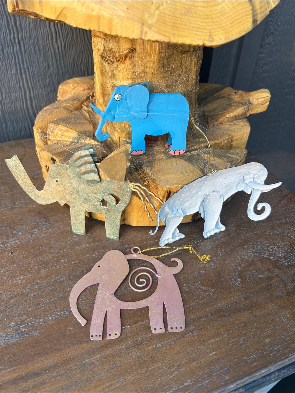 Metal Elephants for Hanging Ornament or Mobile Set of 4 - Picture 8 of 8